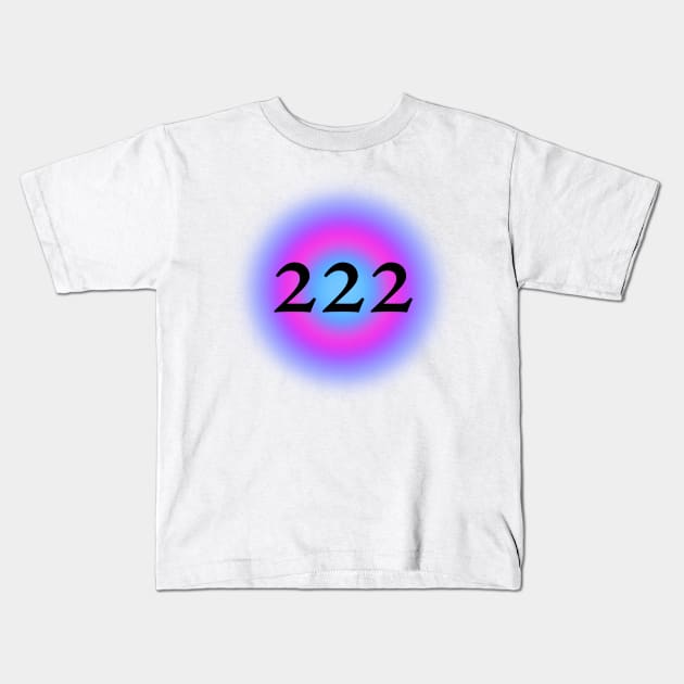 222 Angel Numbers Alignment Glowing Aura Kids T-Shirt by Scarlett Blue